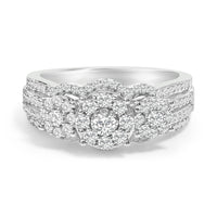 .925 Sterling Silver 1.0 Cttw Diamond Engagement Ring and Soldered Wedding Band Set