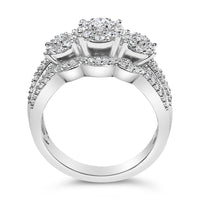 .925 Sterling Silver 1.0 Cttw Diamond Engagement Ring and Soldered Wedding Band Set