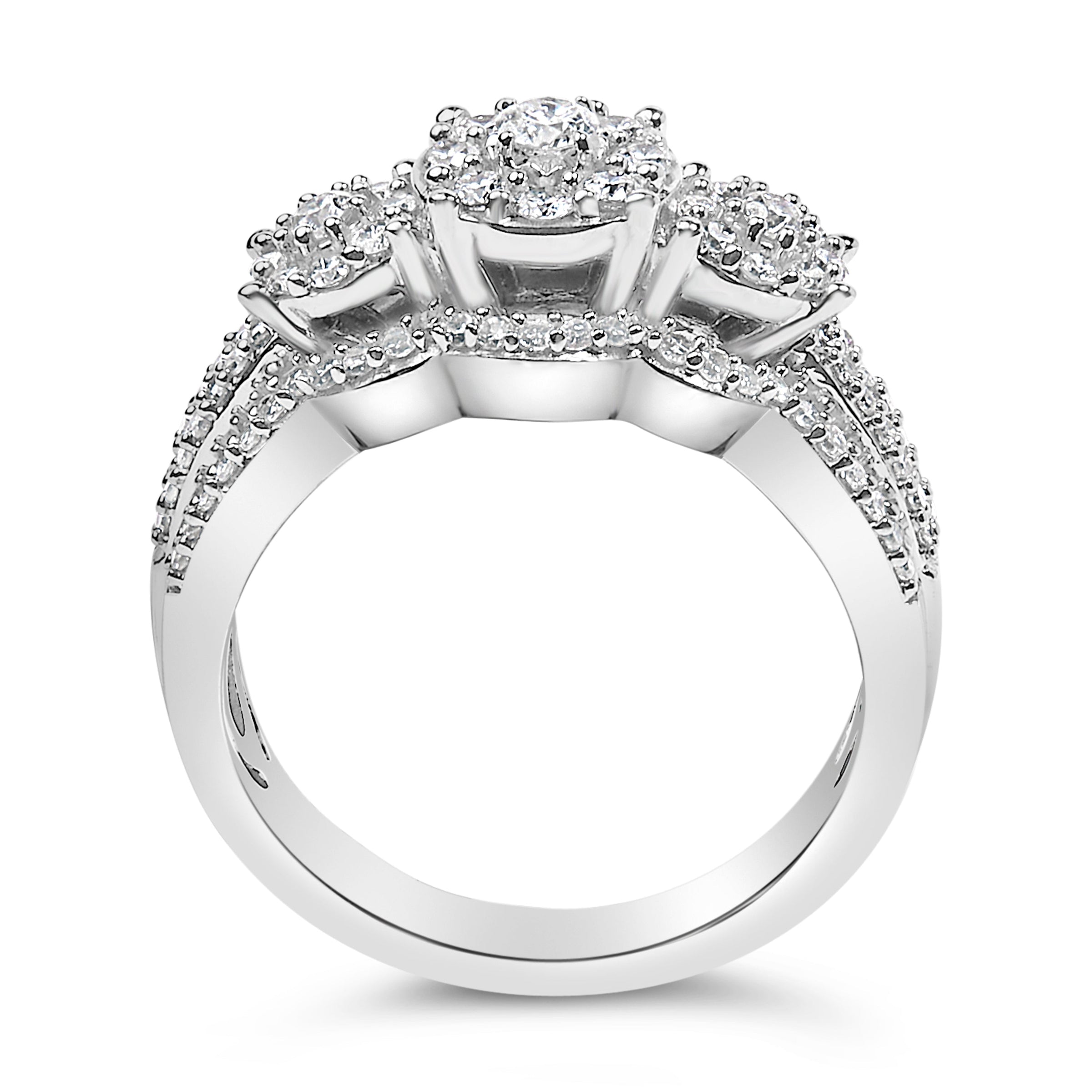.925 Sterling Silver 1.0 Cttw Diamond Engagement Ring and Soldered Wedding Band Set