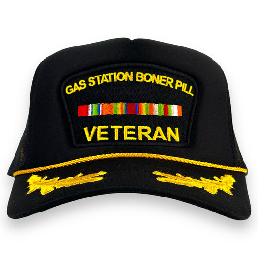 Gas Station Boner Pill Veteran Trucker Hat Custom Embroidered￼