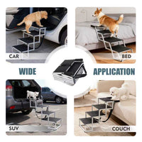Foldable Dog Ramp For Cars, SUVs, Trucks, Portable Pet Dog Stairs For Large Dogs With Non-Slip Surface & Reinforced Desi
