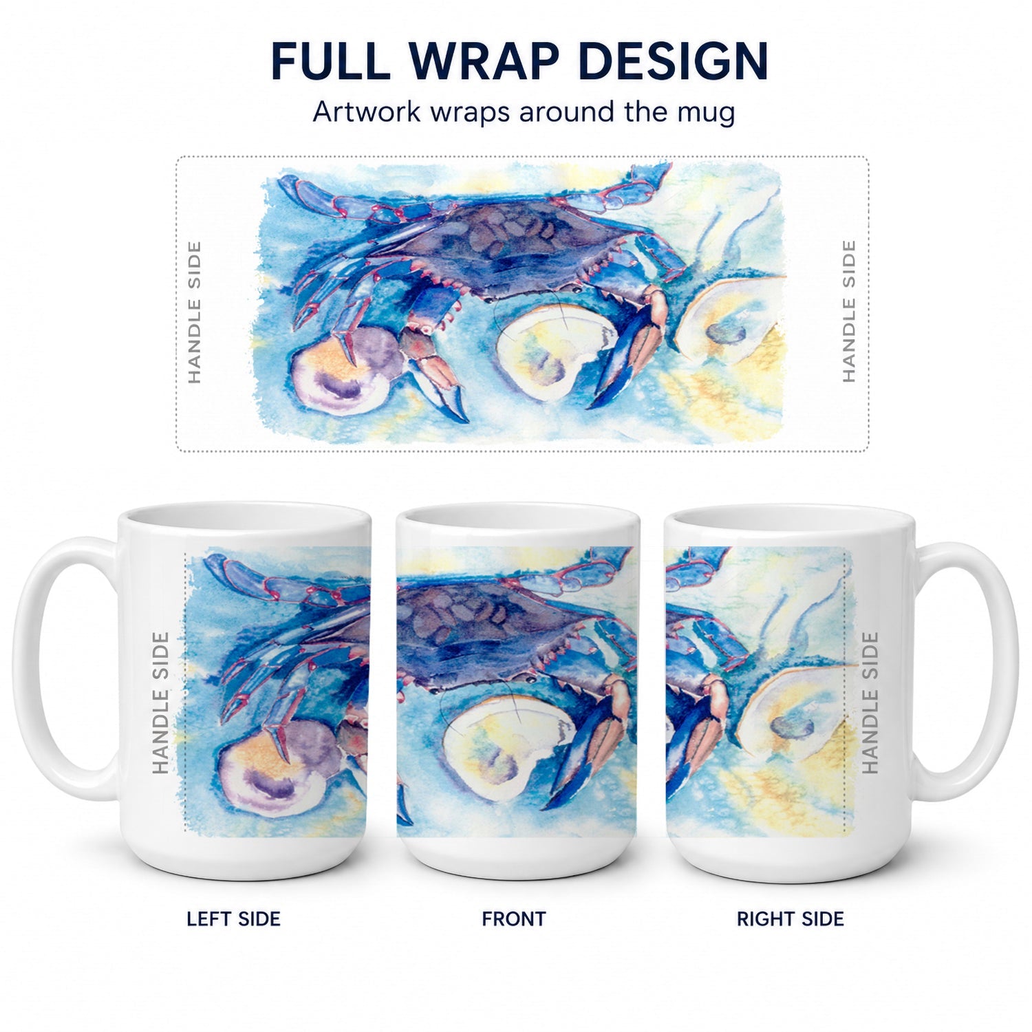 Crab   Ceramic Coffee Mug 15 oz Decorative Large C Handle Mug Cup for Tea, Cocoa Hot Chocolate