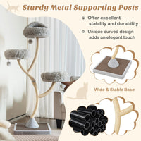 70" Tall Metal Cat Tree Tower with 3 Plush Perches & Sisal Scratching Posts - BIG FRENCHIES