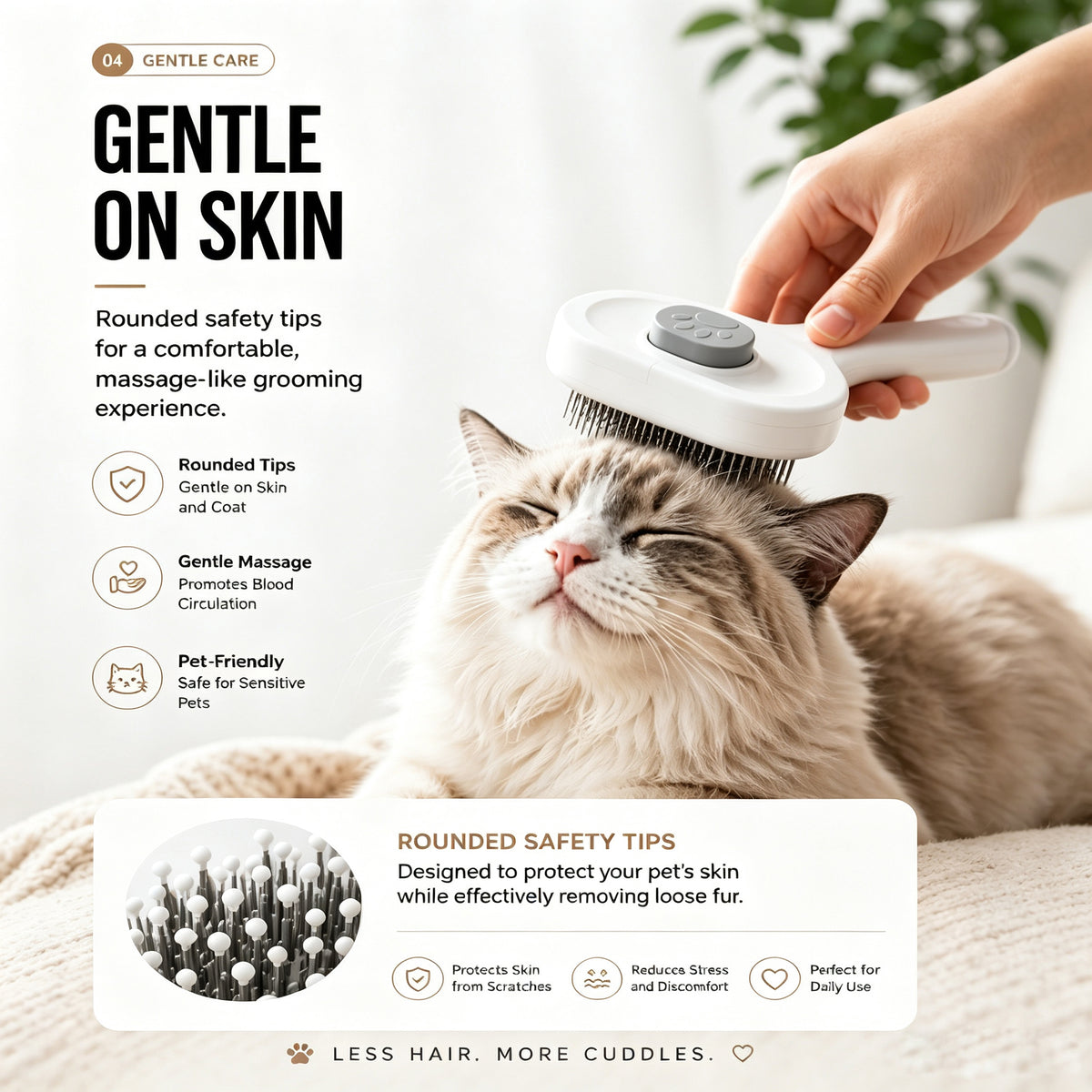 Pet Slicker Brush For Cats & Dogs, Self-Cleaning Grooming Brush With One-Click Hair Removal, Gentle Deshedding Tool For 