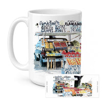 Fruit Stand Ceramic Coffee Mug 15 oz Decorative Large C Handle Mug Cup for Tea, Cocoa Hot Chocolate