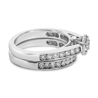 Sterling Silver 1/2 Cttw Diamond Cluster Flower Bridal Set