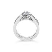 Sterling Silver 1/2 Cttw Diamond Cluster Flower Bridal Set