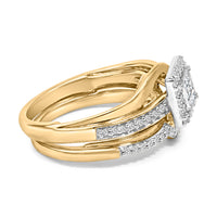 14K Yellow Gold Plated Sterling Silver 1/2 Cttw Princess Square Diamond Bridal Set