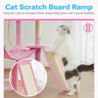 ABCPET 63-inch Multi-level Cat Climbing Frame, Indoor Cat Sisal Scratch Post, Cat Bed, Hammock, Hanging Ball, Extension 