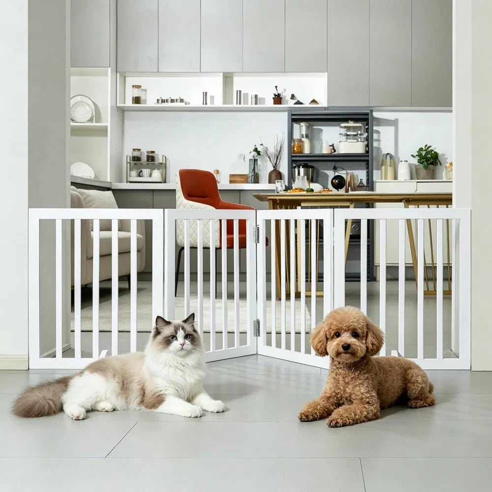 Modern Pet Barrier with Freestanding 80.3 Inches for Indoor