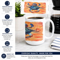 Crab Ceramic Coffee Mug 15 oz Decorative Large C Handle Mug Cup for Tea, Cocoa Hot Chocolate