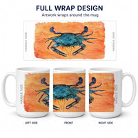 Crab Ceramic Coffee Mug 15 oz Decorative Large C Handle Mug Cup for Tea, Cocoa Hot Chocolate