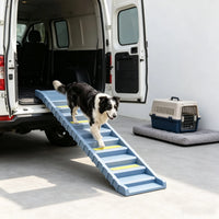 Gray Portable Dog Ramp Foldable Stairs for Medium Small Dogs to Get on Car Truck SUV