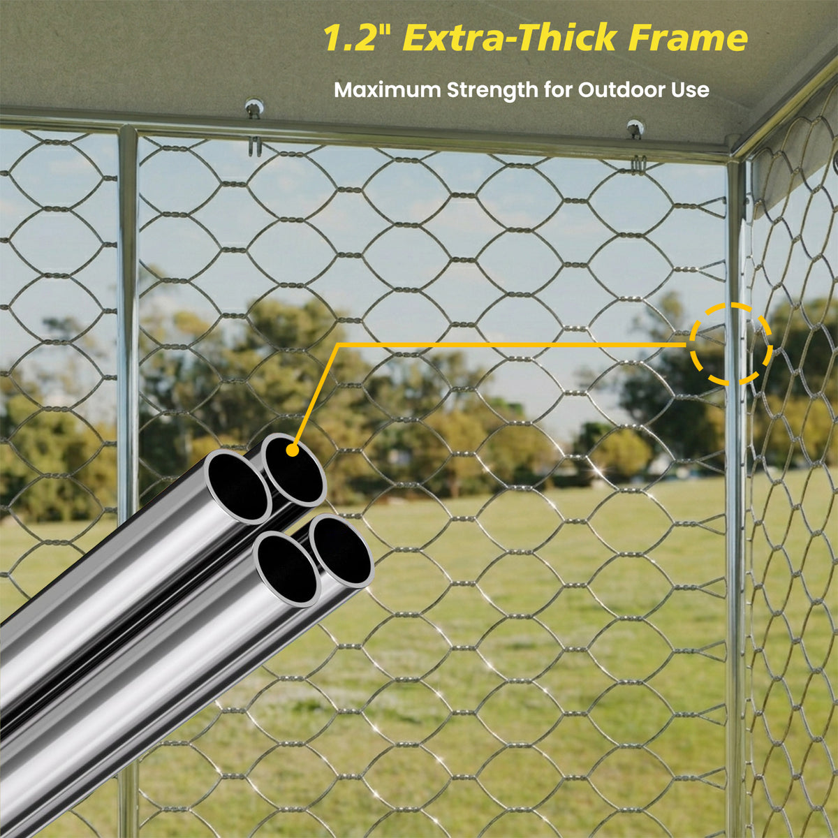 10x20 FT Large Outdoor Dog Kennel with Canopy, Heavy Duty Galvanized Steel Frame, Waterproof Cover, All-Weather Protecti