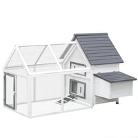 Chicken Coop Wooden Chicken House Rabbit Hutch Poultry Cage Hen Pen With Nesting Box, Ramp, Run
