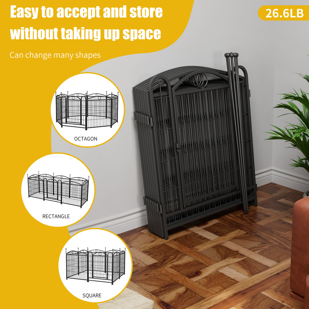 Dog Playpen Indoor 32 inch 8 Panels Metal Dog Pen Pet Dog Fence Outdoor Exercise Pen with Doors, Heavy Duty Dog Fence Pu
