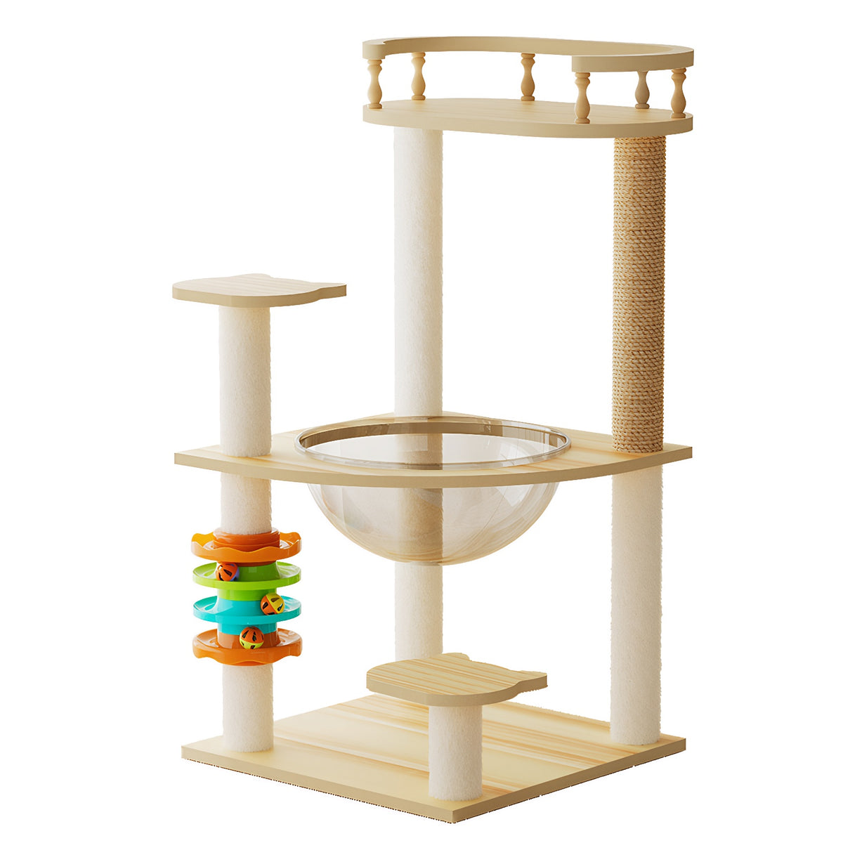 32.2" Modern Cat Tower, Wood Cat Tree Tower for Indoor Cats, Cat Treewith Sisal-Covered Scratching Posts and Top Perch, 
