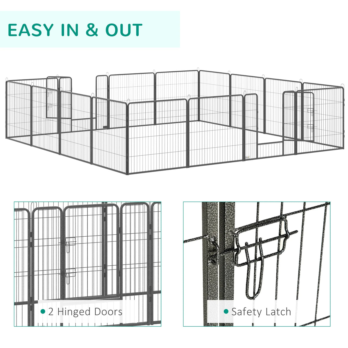 Heavy Duty Pet Playpen, 16 Panels Steel Dog Fence Puppy Exercise Pen with 2 Doors Locking Latch, 31.5" Height