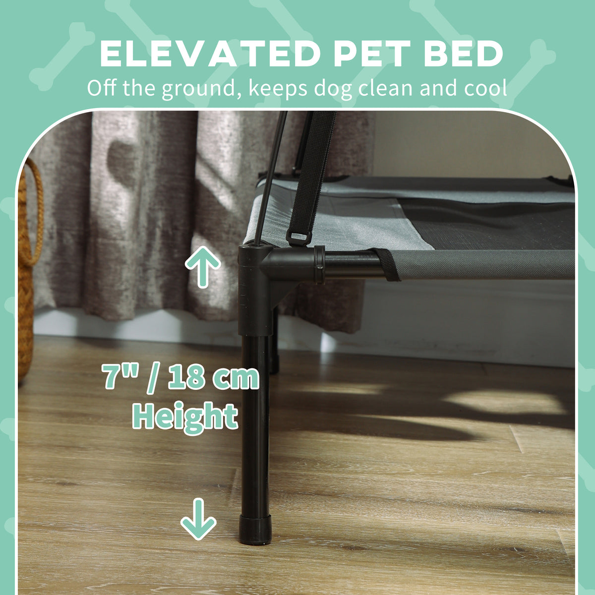 Elevated Dog Bed with Removable Canopy, Outdoor Dog Cot with UV Protection Canopy Shade, 36 inch Large Pet Bed for Campi