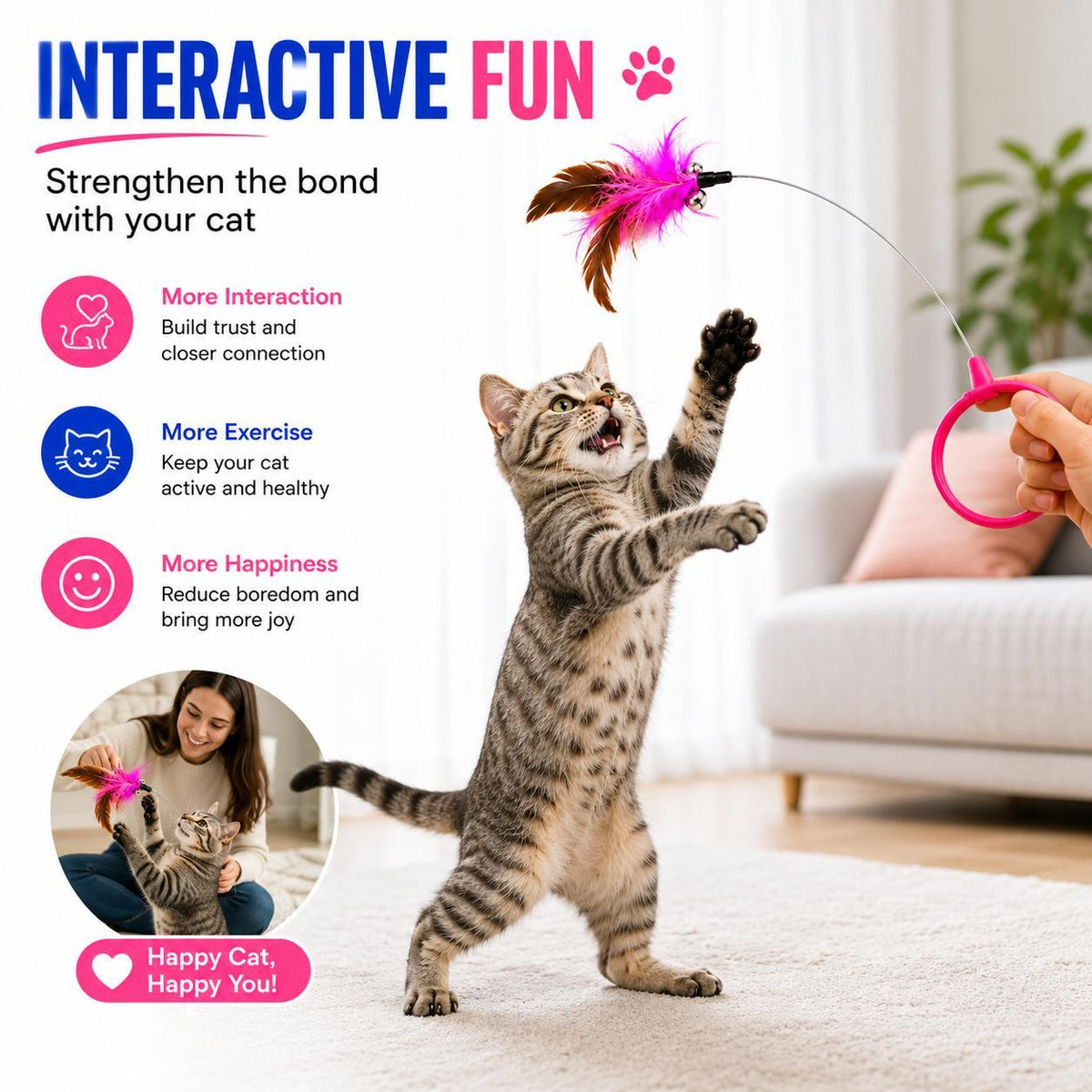 Wearable Cat Feather Collar Toy Interactive Neck-Worn Cat Teaser Automatic Exercise Toy Boosts Pet Activity Levels