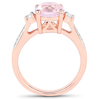 2.73 Carat Genuine Kunzite and White Topaz .925 Sterling Silver Ring