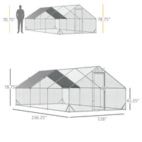 10 x 20 x 6.5 Chicken Coop Cage, Outdoor Hen House w/Cover & Lockable Door
