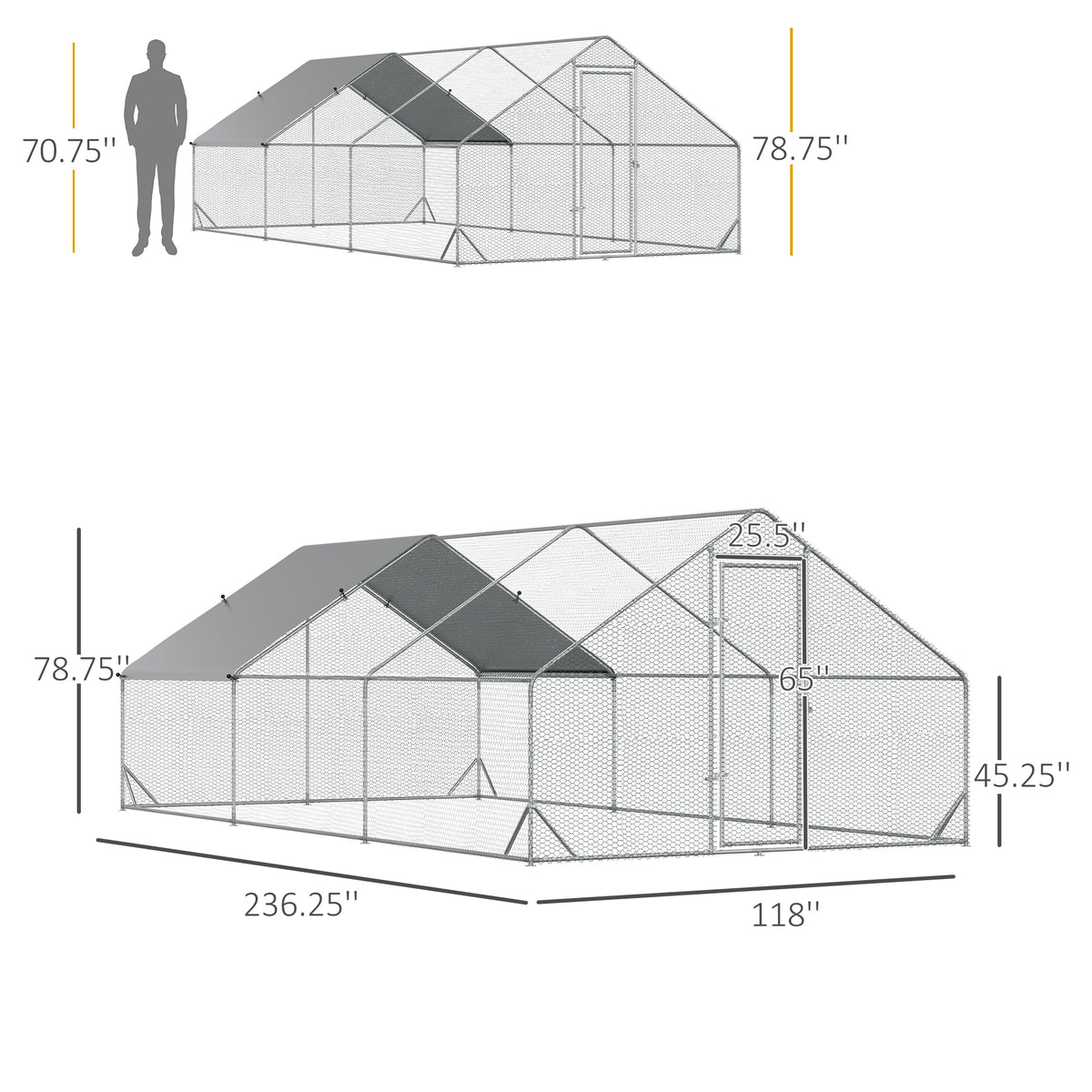 10 x 20 x 6.5 Chicken Coop Cage, Outdoor Hen House w/Cover & Lockable Door