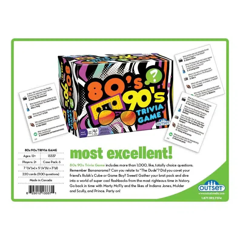 80s 90s Trivia Card Game Outset
