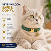 Cat Collar with Bell for Kittens & Cats, Moon & Stars Design – Essentials for Cats - Mallard Collar / X-Small (Pack of 1) - image 2