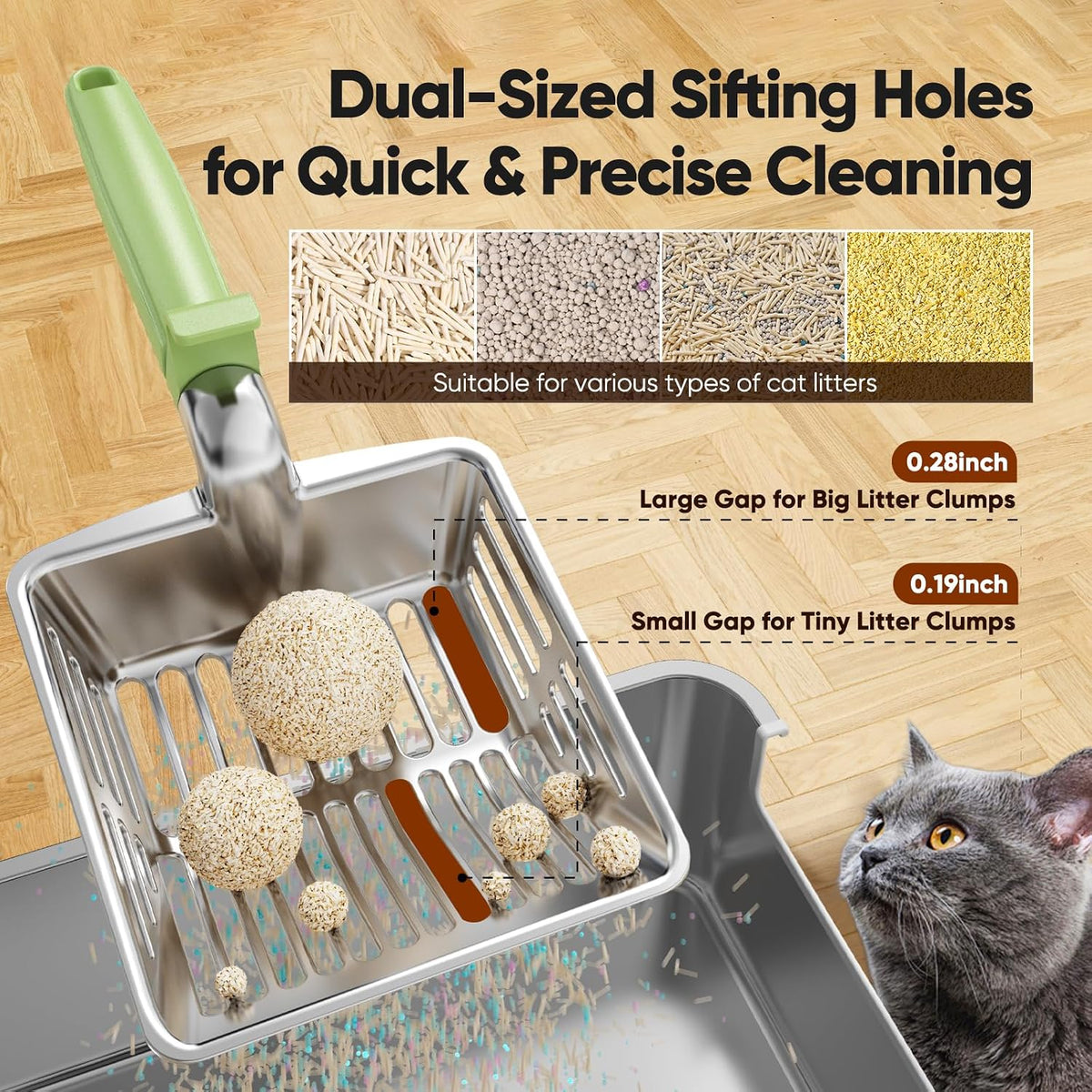 Large Metal Cat Litter Scoop w/ Deep Shovel - Mint - image 3