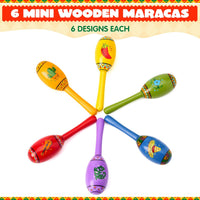 JOYIN 6 pack mini wooden maracas for kids in bright fiesta colors - view 2