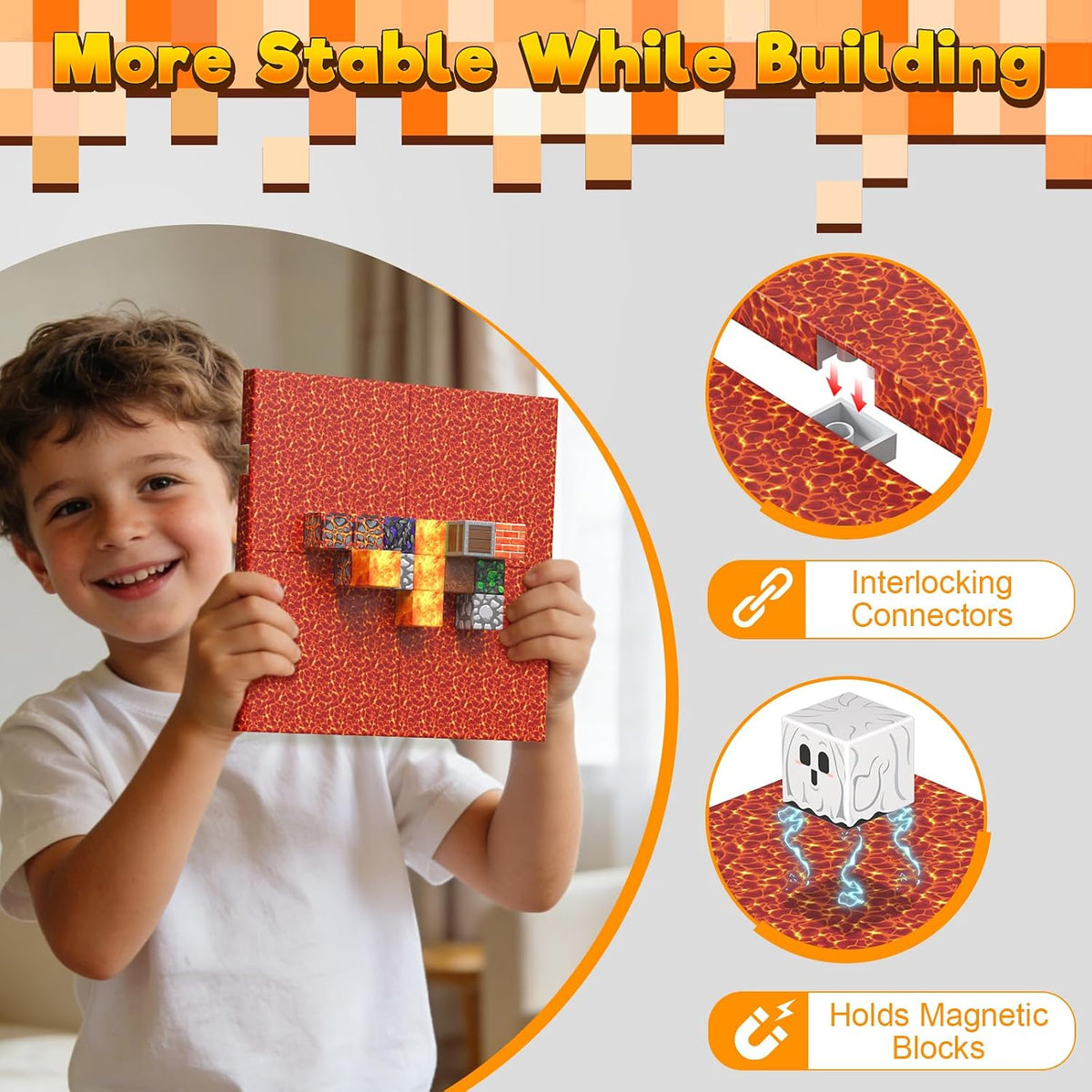 GraceDuck 300 PCS Magnetic Blocks, Magnetic Building Blocks - Red - 4pcs - image 2