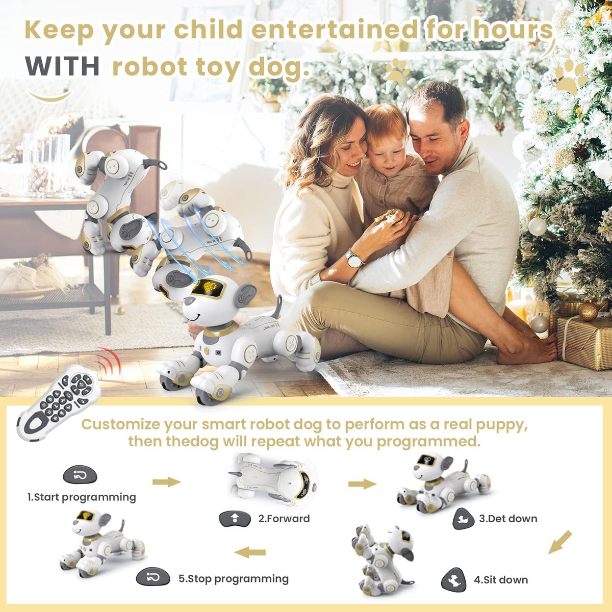 FUUY interactive remote control robot dog for kids in blue - view 8