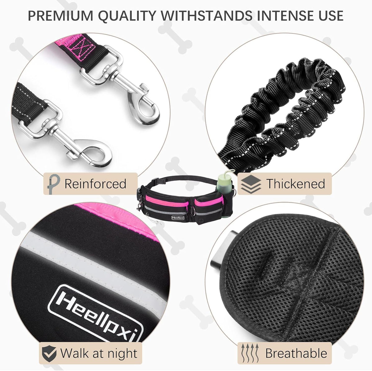 Hands-Free Dog Leash with Pouch - Pink - image 4