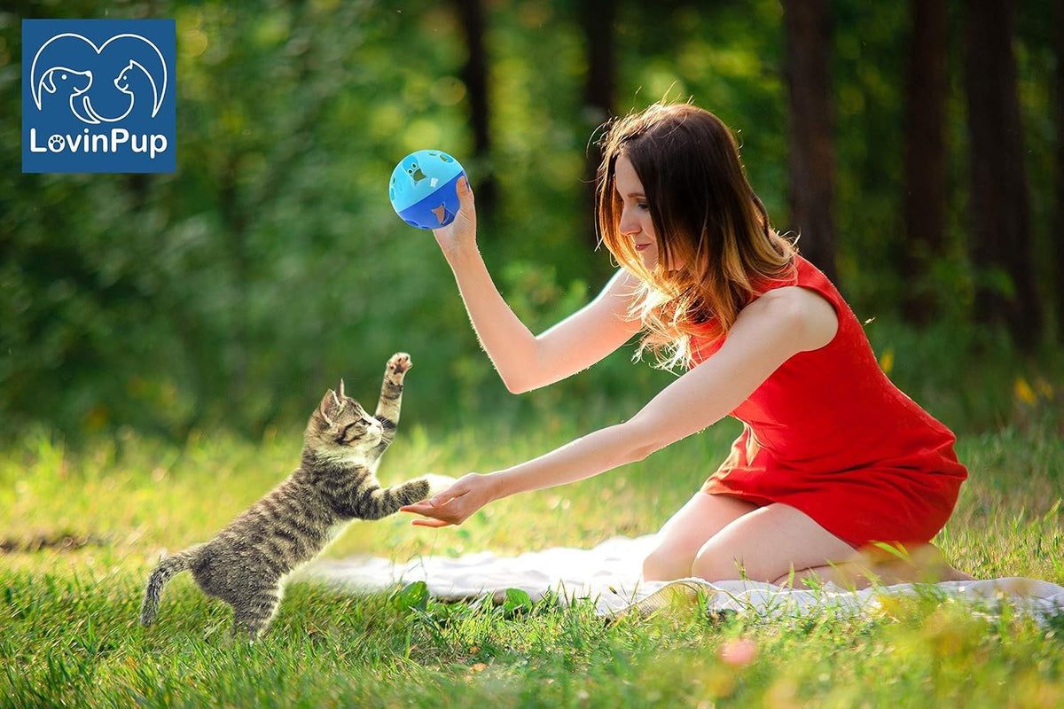 Large Cat Ball Toy with Bell, Blue - Pink - 1 Pack - image 3