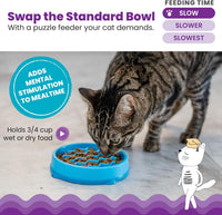Catstages Kitty Slow Feeder Bowl for Cats & Kittens, 3/4 Cup - Slow Feeder - Blue - image 2