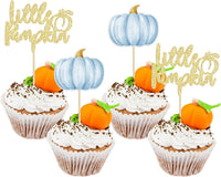 Gyufise 24Pcs Pumpkin Oh Baby Cupcake Toppers Pink Fall Pumpkin - Blue 2
