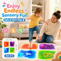 edusense 4 pack of 11.8 inch liquid sensory floor tiles with moving multicolor gel and non-slip base - view 14