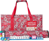 American Mahjong Game Set, 166 Quality White Tiles - Red