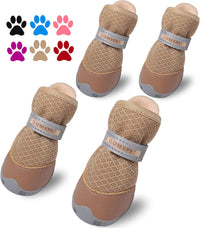 QUMY Dog Shoes for Small Dogs Hot Pavement Puppy Dog Boots & Paw - Khaki / size 1: 1.29"x0.98"(L*W)