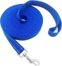 Nylon Training Dog Leash for Small Medium Large Dogs, Camping - Reflective Blue / 100ft