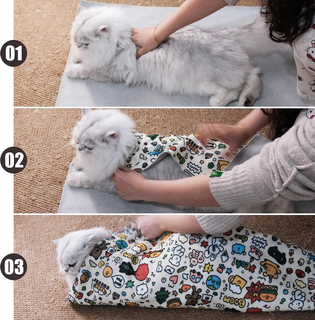27.6" Cat Grooming Wrap Cat Wrap for Cutting Nails L – Essentials for Cats - XL-35.5inch (within 26lbs) / #A1 - image 4