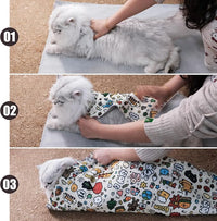 27.6" Cat Grooming Wrap Cat Wrap for Cutting Nails Cat Restraint for Nail Clipping Cat Swaddle Wrap Cat Burrito Wrap L(Within 15lbs) Anti-Scratch Anti-Escape Multifunctional Pet Tool