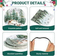 GOLDGAO Christmas paper plates and napkins with buffalo plaid border and snowman print - view 12