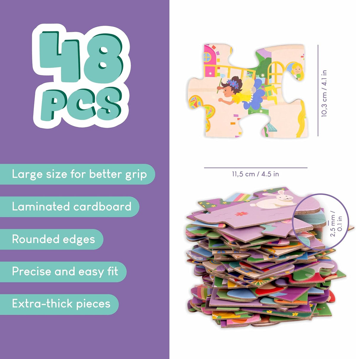 BONNYCO Giant Floor Puzzles for Kids of Jungle Animals with 48 Large - Fantasy - image 3