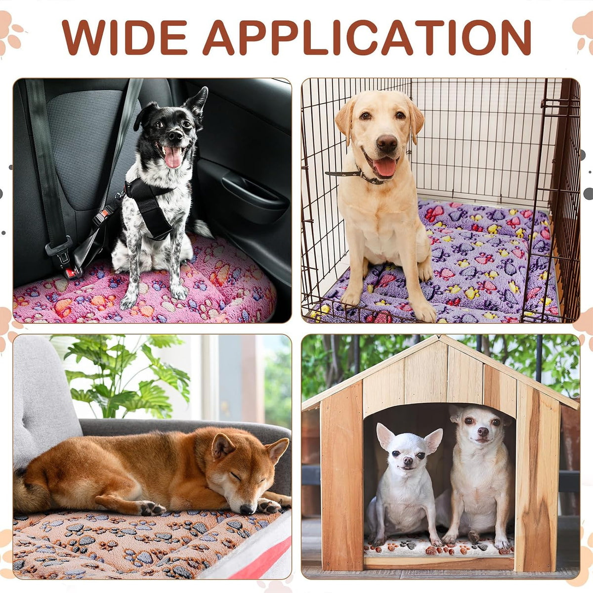 4 Pack Soft Pet Bed Mat Small Dog Crate Fleece – Essentials for Dogs - 30 x 22 Inches / Vivid Color - image 2