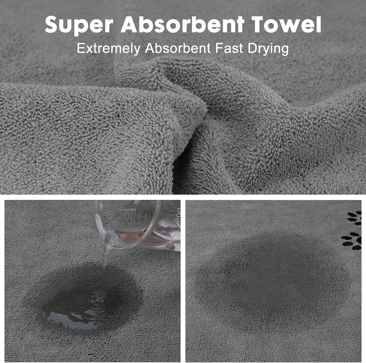 Pet Dog Cat Microfiber Drying Towel Ultra Absorbent Great for Bathing - Multi-colored / 20" x 35" - image 3