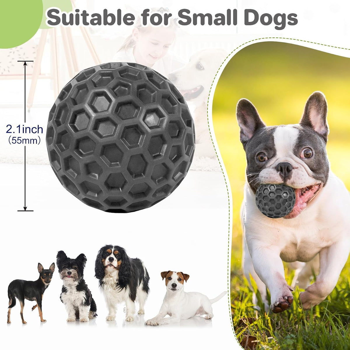 DISSKNIC Indestructible Squeaky Dog Ball, Relieves Anxiety - Small / Black - image 2