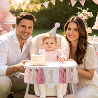 First Birthday Decorations for Boy Blue One Year Old High Chair - Bright Pink - image 4