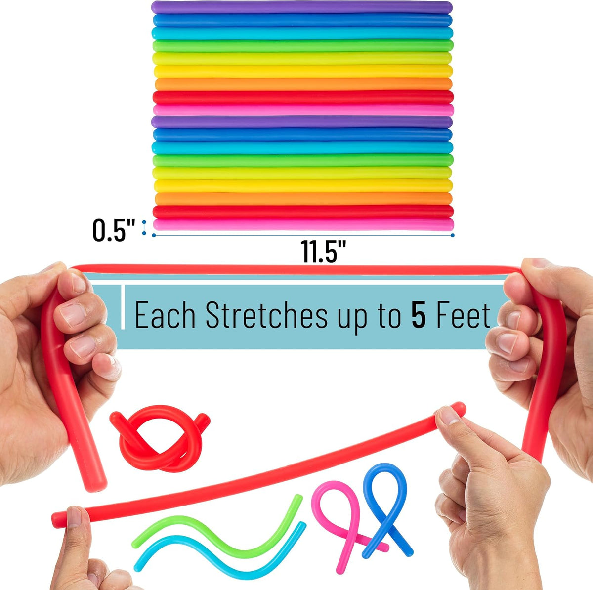 Mr. Pen, Monkey Noodle Fidget Toy, Colorful - Rainbow Rocket / 18 Pack - image 3